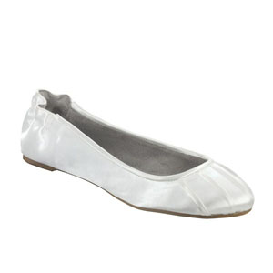 Dyeables Womens Bella White Satin Ballet Wedding Shoes