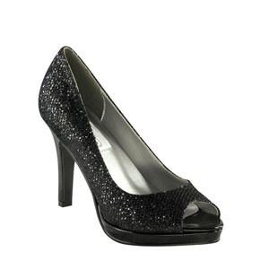 Dyeables Womens Sari Black Glitter Pumps Prom and Evening Shoes
