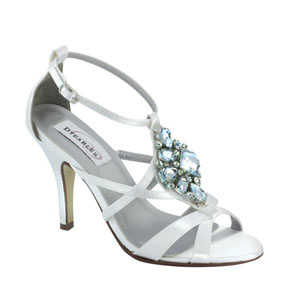 Dyeables Womens Heidi White Satin Sandals Wedding Shoes