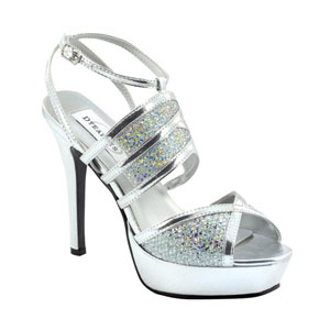Dyeables Womens Rumer Silver Glitter Glitter Platforms Prom and Evening Shoes