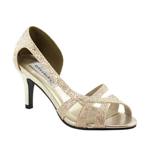 Dyeables Womens Indie Champagne Glitter Sandals Prom and Evening Shoes