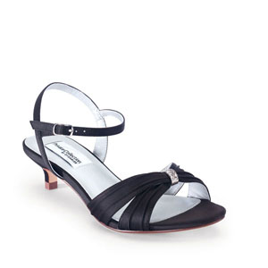 Dyeables Womens Fiesta Black Satin Sandals Prom and Evening Shoes