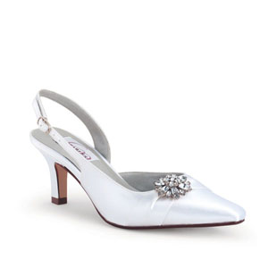 Dyeables Womens Lori White Satin Sling Back Wedding Shoes