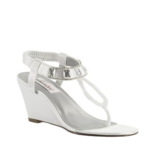 Dyeables Womens Mila White Satin Sandals Wedding Shoes