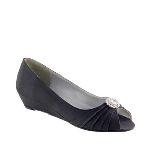 Dyeables Womens Anette Black Satin Pumps Wedding Shoes