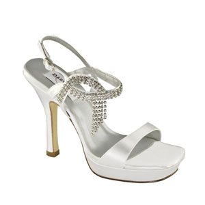 Dyeables Womens Jen White Satin Sandals Prom and Evening Shoes