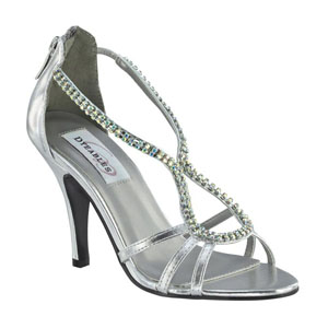 Dyeables Womens Josie Silver Metalllic Sandals Prom and Evening Shoes