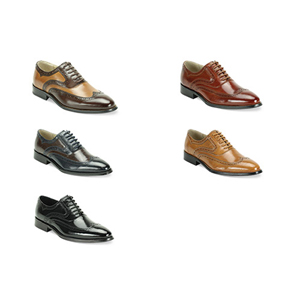 Giovanni Mens 6503 Cognac Leather Wingtip Dress Shoes