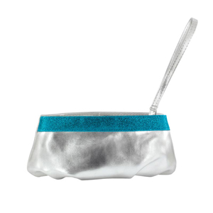 Touch Ups Womens Emily Silver/Turquoise Synthetic Evening and Prom Handbags