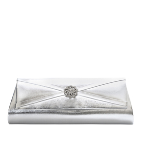Touch Ups Womens Carson Silver Satin Wedding Handbags