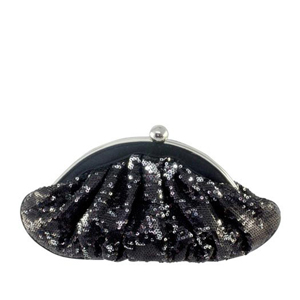 Touch Ups Womens Rhonda Black/Silver Satin Evening and Prom Handbags