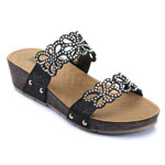 Helens Heart Womens CFW-C03 Black Beaded Sandals Casual Shoes