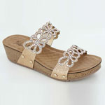 Helens Heart Womens CFW-C03 Gold Beaded Sandals Casual Shoes