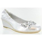 Helens Heart Womens FS-311-3 Silver Leather Wedge Prom and Evening Shoes