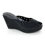 Helens Heart Womens FS-678-5 Black Beaded Wedge Casual Shoes