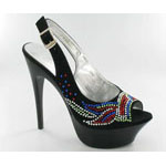 Helens Heart Womens FS-830-2 Black Synthetic Sandals Prom and Evening Shoes