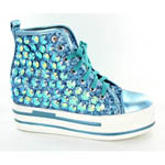 Helens Heart Womens FS-TN001 Turquoise Sequin Sneakers Casual Shoes