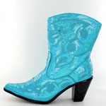 Helens Heart Womens LB-0290-11 Turquoise Sequin Boots Casual Shoes