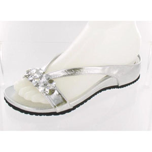 Helens Heart Womens CFW-318 Silver Beaded Sandals Casual Shoes