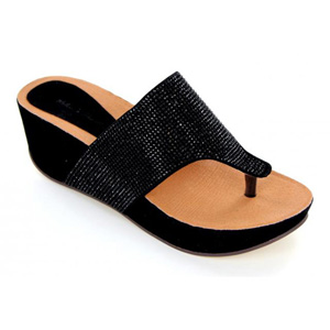 Helens Heart Womens CFW-710-1 Black Beaded Thong Casual Shoes