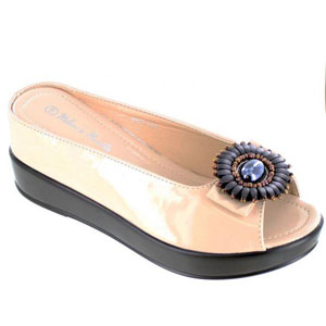 Helens Heart Womens CFW-8127-17 Cream Beaded Sandals Casual Shoes