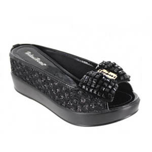 Helens Heart Womens CFW-8127-20 Black Sequin Sandals Casual Shoes