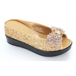 Helens Heart Womens CFW-8127-25 Gold Beaded Wedge Casual Shoes