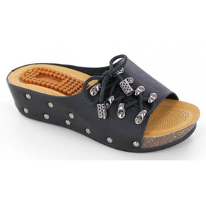 Helens Heart Womens CFW-B01 Black Fabric Sandals Casual Shoes