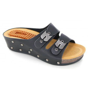 Helens Heart Womens CFW-B02 Black PVC Sandals Casual Shoes