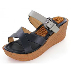 Helens Heart Womens CFW-B03 Black Synthetic Sandals Casual Shoes