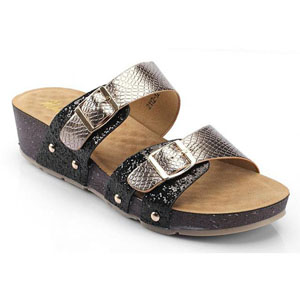 Helens Heart Womens CFW-C01 Black Synthetic Sandals Casual Shoes