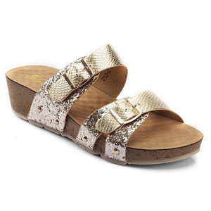 Helens Heart Womens CFW-C01 Gold Synthetic Sandals Casual Shoes