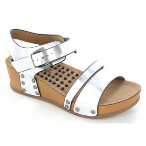 Helens Heart Womens CFW-C02 Silver Metalllic Sandals Casual Shoes