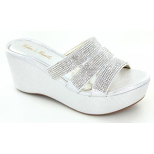 Helens Heart Womens CFW-C04 Silver Beaded Sandals Casual Shoes