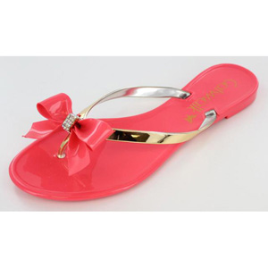 Helens Heart Womens CFW-PT-122 Coral Vinyl Flip Flops Casual Shoes