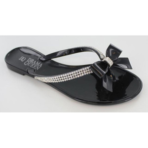 Helens Heart Womens CFW-PT-128 Black Satin Sandals Casual Shoes