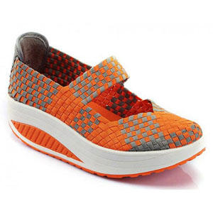 Helens Heart Womens CFW-S04 Orange Fabric Sneakers Casual Shoes