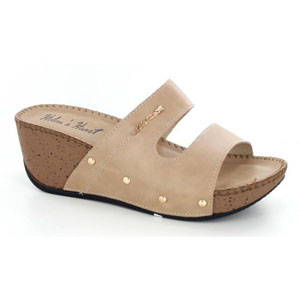 Helens Heart Womens CFW-T9108 Taupe PU Wedge Casual Shoes