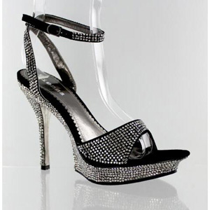 Helens Heart Womens FS-188-9 Black Beaded Platforms Prom and Evening Shoes