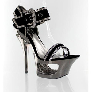 Helens Heart Womens FS-189-1 Black Beaded Platforms Prom and Evening Shoes