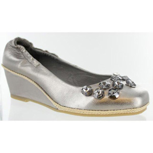 Helens Heart Womens FS-311-3 GunMetal Leather Wedge Prom and Evening Shoes