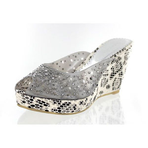 Helens Heart Womens FS-678-5 Gray Synthetic Sandals Prom and Evening Shoes