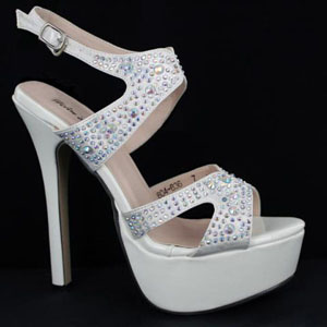 Helens Heart Womens FS-804-836 White Beaded Platforms Prom and Evening Shoes