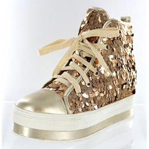 Helens Heart Womens FS-908-101 Gold Synthetic Sneakers Casual Shoes