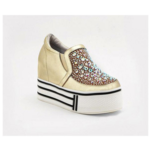 Helens Heart Womens FS-913-23 Gold Beaded Sneakers Casual Shoes