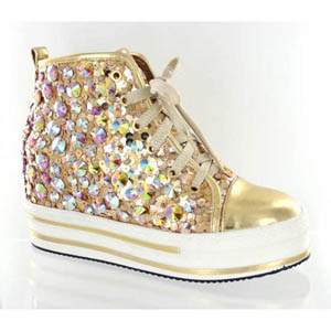 womens glitter wedge sneakers