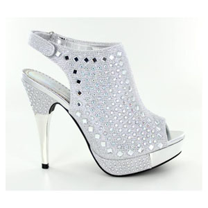 Helens Heart Womens FS-Y369 Silver Beaded Pumps Prom and Evening Shoes
