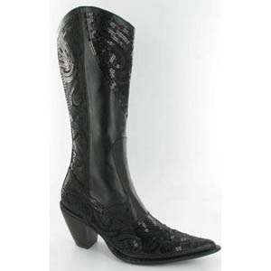 Helens Heart Womens LB-0290-10 Black Sequin Boots Casual Shoes