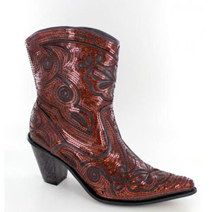 Helens Heart Womens LB-0290-11 Bronze Sequin Boots Casual Shoes