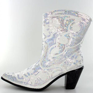 white sequin boots